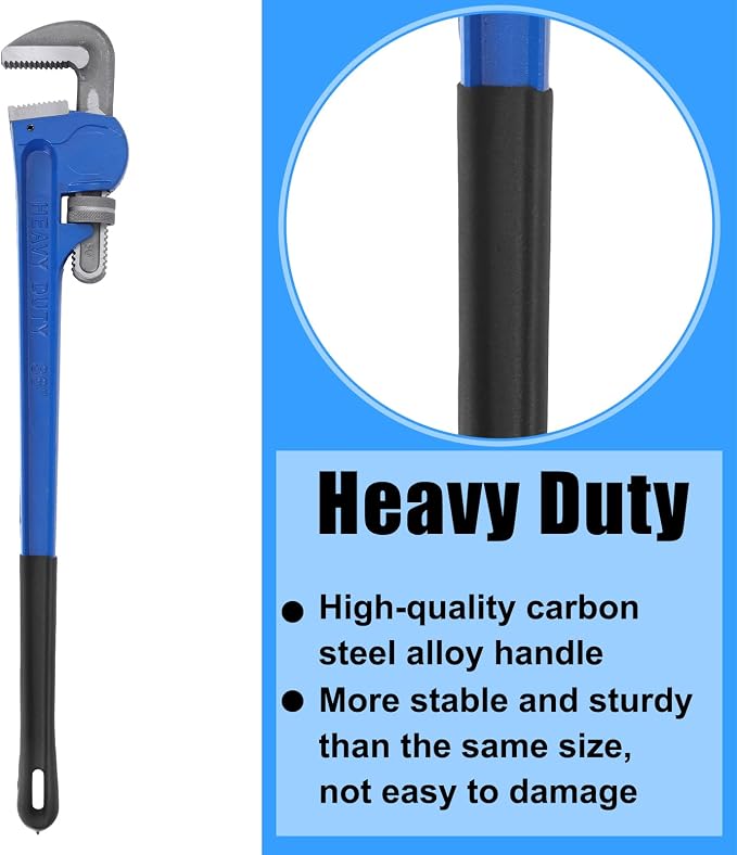 Gisafai 36" Straight Heavy Duty Pipe Wrench Set Plumber Adjustable Water Alloy Steel Grip Plumber's Wrench Plumbing Tools, Blue