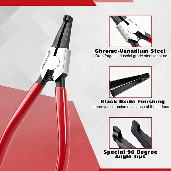 SPEEDWOX 8 Inches Lock Ring Pliers Special Angle Tip Circlip Pliers