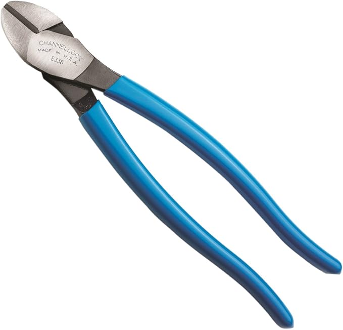 Channellock E338 8-Inch Diagonal Cutting Pliers with Xtreme Leverage Technology (XLT) Requires Less Force to Cut than Other High-Leverage Models | Laser Heat-Treated Cutting Edge for Extended Life | Forged from High Carbon Steel | Made in USA