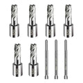 SALI 6 pcs Annular Cutter Diameter 1/2 Inch with Weldon Shank 3/4" (with 2 Flats) Cutting Depth 1" Mag Drill Bit for Magnetic Drill Press HSS Fully Ground Drill with One 1/4"*3" Pilot Pin
