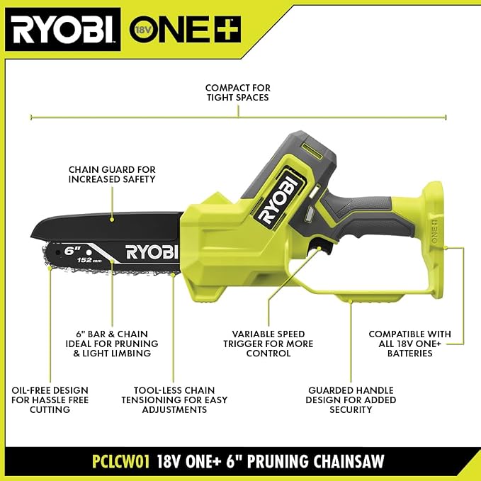 ONEAND 18V 6 in. Cordless Battery Compact Pruning MINI Chainsaw Tool ONLY | Battery and Charger Sold Separately