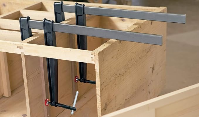BESSEY Deep Reach Tradesman's Bar Clamp - 12 In. Throat x 24 In - CDS24-12WP - Woodworking Clamps with Wooden Handle, Ideal for Home Improvement, Workbench Projects, Carpentry and Cabinetry