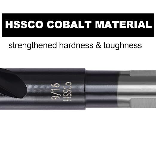 9/16 Drill Bit for Metal and Hardened Steel, M35 Cobalt 1/2 Inch Reduced Shank Industrial Grade Heavy Duty Drill Bit, with Index Storage Case