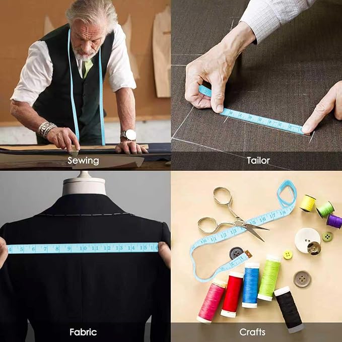 iBayam 2 Pack Tape Measure Measuring Tape Tool for Body Fabric Sewing Tailor Cloth Knitting Vinyl Home Craft Measurements, 60-Inch Soft Retractable Double Scales Rulers for Body Weight Loss
