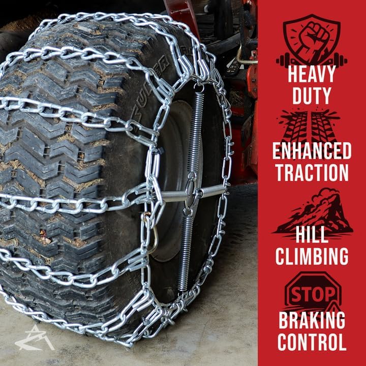 The ROP Shop Pair of 2 Link Tire Chains & Tensioners 16x6.5x8