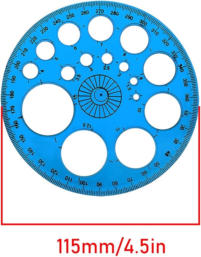 4pcs 360 Degree Protractor and Circle Maker Office School Drafting Supply Transparent Dark Blue