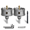 Metal Hole Saw 2-1/2''(64mm) 2Pcs Set Heavy Duty Tungsten Carbide Tipped Hole Cutters Set with a nitrided Step Drill and L-flench, for Steel Iron,Aluminum,Stainless stell