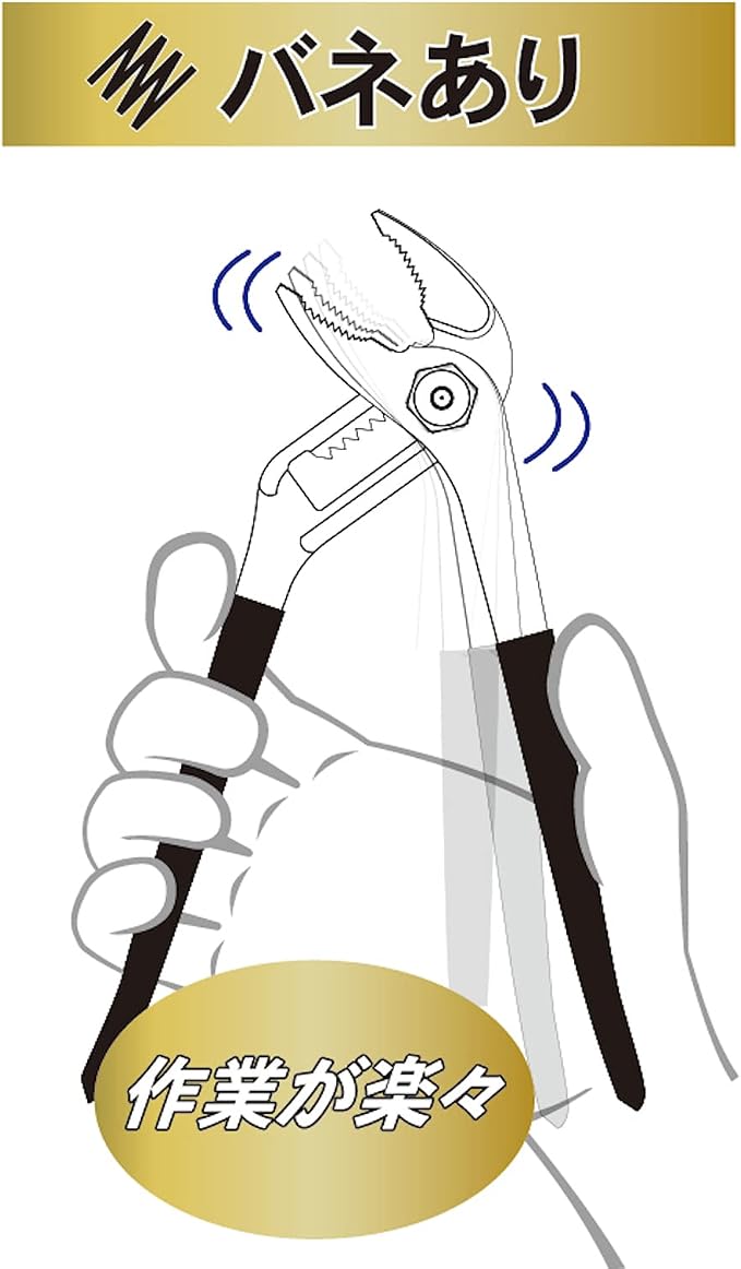 Fujiya Water Pump Pliers Black Gold with Spring, 110-250S-BG 10 Inch