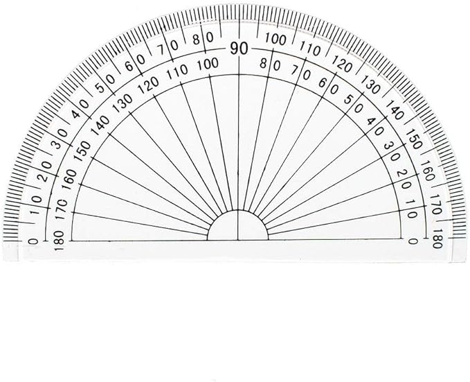 Leline's Plastic Protractor, 4 inch Student Math Protractors, Pack of 2, Clear