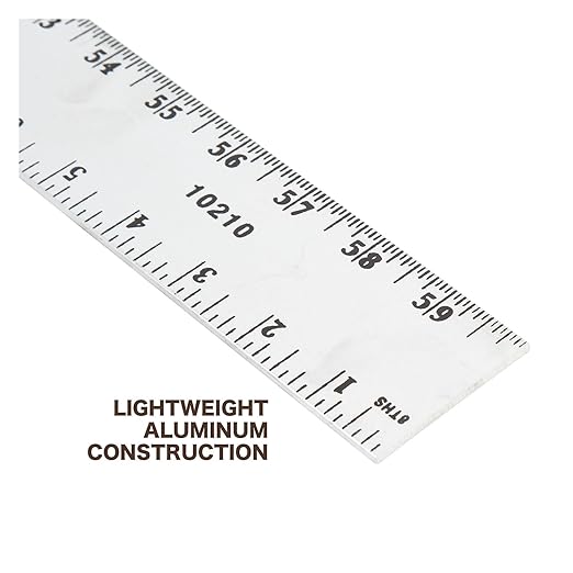 Mayes 10210 60 Inch Straight Edge Aluminum Ruler, Heavy Duty 60 Inch Ruler with Standard Measurements, Extra Thick Precision Straight Edge, Made in USA