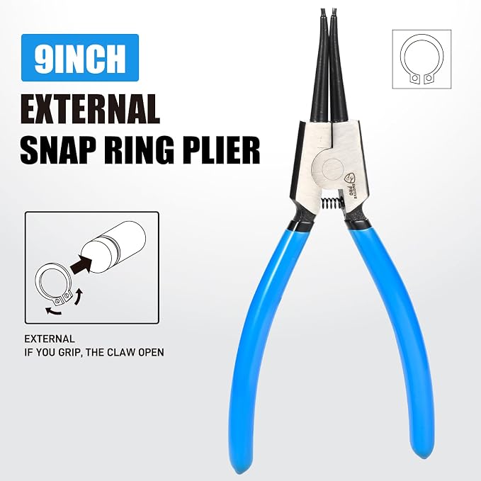 SMOTIVEPRO 9inch External Snap Ring Pliers, Heavy Duty Circlip Removal Tool