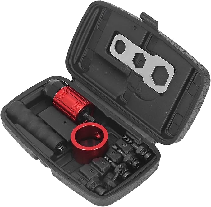 Zooke Electric Rivet Gun Adapter, Cordless Drill Riveting Insert Nut Tool with 5 Rivet Heads and Handle Wrench, Nut Drill Adapter Kit, Rivet Attachment for Screwdrivers and Drills