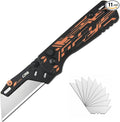 CJRB Boxer EDC Folding Utility Knife, Small Pocket Knife with G10 Handle, Includes 10PCS Total Blades(J1967 Mech Black)