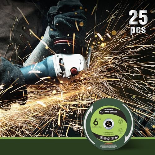 25 PCS Cut Off Wheels 6" x.045 x7/8" Cutting Discs for Angle Grinders 6 Inch Metal and Stainless Steel Cutting Wheel