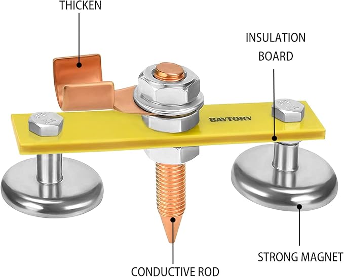 BAYTORY Upgrade Magnetic Welding Support Ground Clamp Tools, Double + Single Welding Magnet Head, Strong Magnetism Large Suction, Copper Tail Welder Stability Clamps