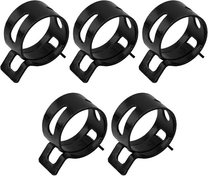 10pcs 0.75" ID Constant Tension Band Hose Clamps, 19mm Spring Band Type Action Hose Clamp Manganese Steel Fuel Line Clamp Low Pressure Air Clip Clamp for Fuel Hose Line Water Pipe Air Tube black