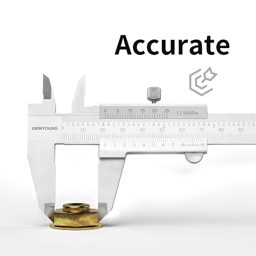 Stainless Steel Calipers 0-8" Thickened Mono-Block Vernier Caliper Inch/Metric 0-8" Range +/-0.02 Accuracy 0.02/0.001" Resolution Slide Calliper Rule Depth Gauges DRINYOUNG