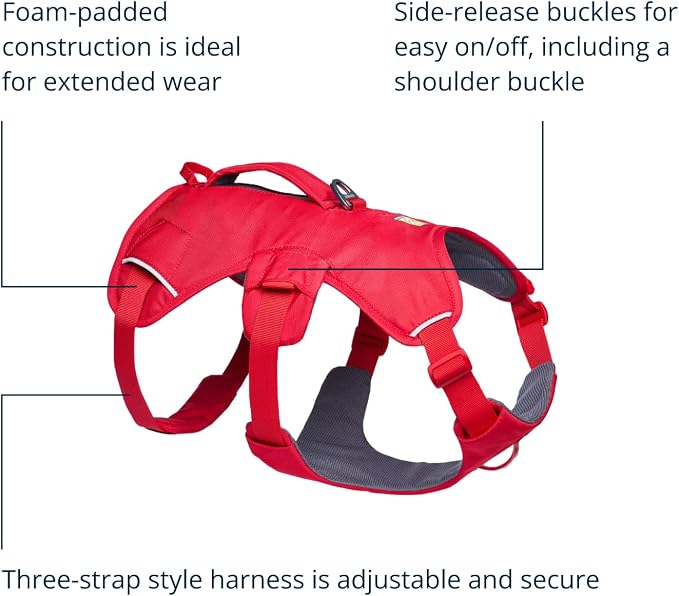 Ruffwear, Web Master, Multi-Use Support Dog Harness, Hiking and Trail Running, Service and Working, Everyday Wear, Red Canyon, Medium