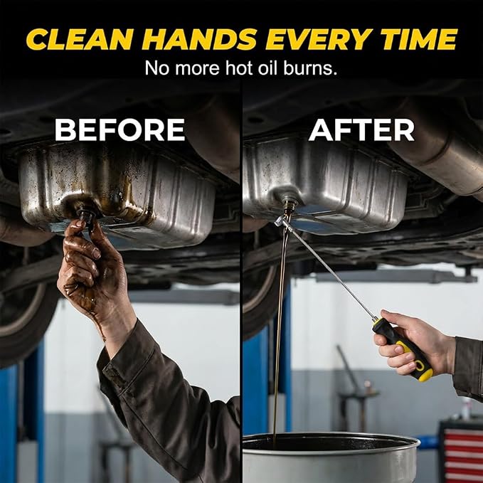 Magnetic Oil Drain Plug Removal Tool, 2026 New Oil Filter Removal Wrench Oil Change Tools, Anti Scald Magnetic Sump Plug Pick Up Tool without Getting Burned by Hot Oil (2)