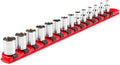 TEKTON 1/4 Inch Drive 6-Point Socket Set, 14-Piece | SHD90111 | (4 - 15 mm), Shallow, Socket Rail