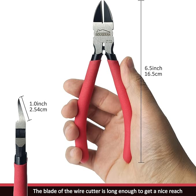 Wire Cutters 5 PACK, 6 inch, Side Cutters, Flush Cut Pliers | Spring Loaded Cutting Pliers with Non-slip Red Handle, Wire Cutters Heavy Duty for Jewelry Making, Crafts, Zip Tie
