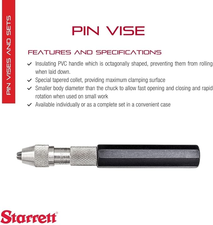 Starrett Pin Vise, .050 - .125" Range