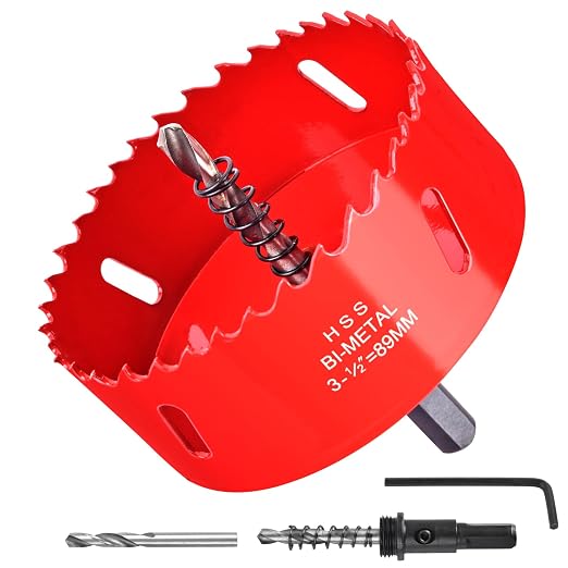 3-1/2Inch / 89mm Hole Saw for Wood, Plastic Board, Ceiling,Drywall, and Metal Sheet - HSS Bi-Metal Hole Cutter with Pilot Drill Bit