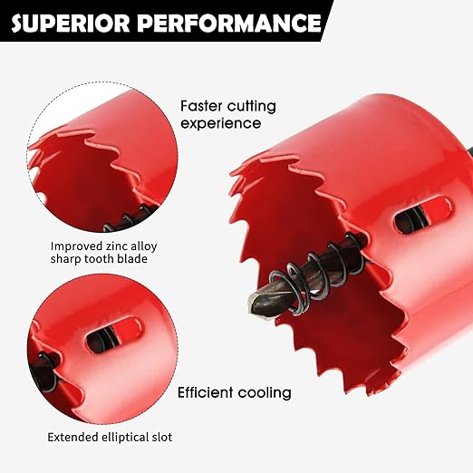 12PCS Bi-Metal Carbide Hole Saw Kit with Drill Bits for Thin Metal and Wood,Cutting Diameter 45/64'' to 2-15/16'',for Gerneral Purpose