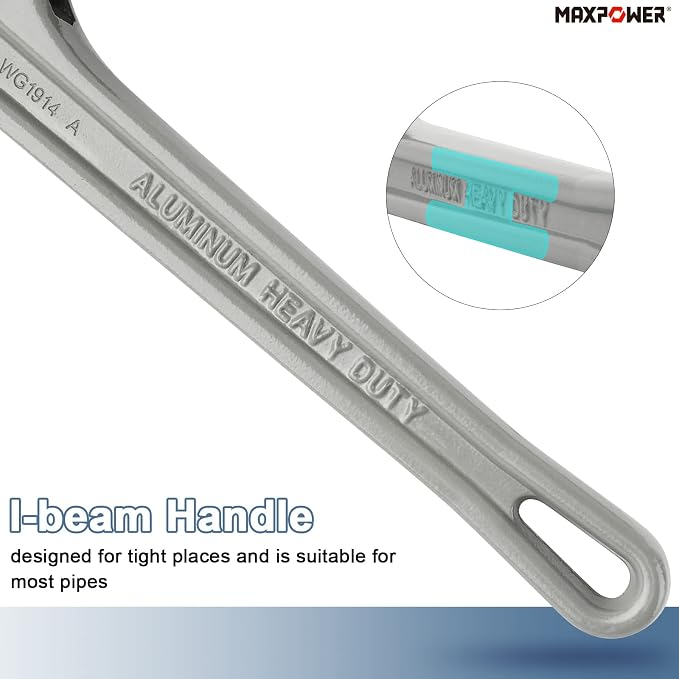 MAXPOWER Pipe Wrench Set 10" 14" 18", with 1" 2" 2.5" Jaw Capacity | Aluminum Plumber Wrenches, Straight Plumbing Wrench