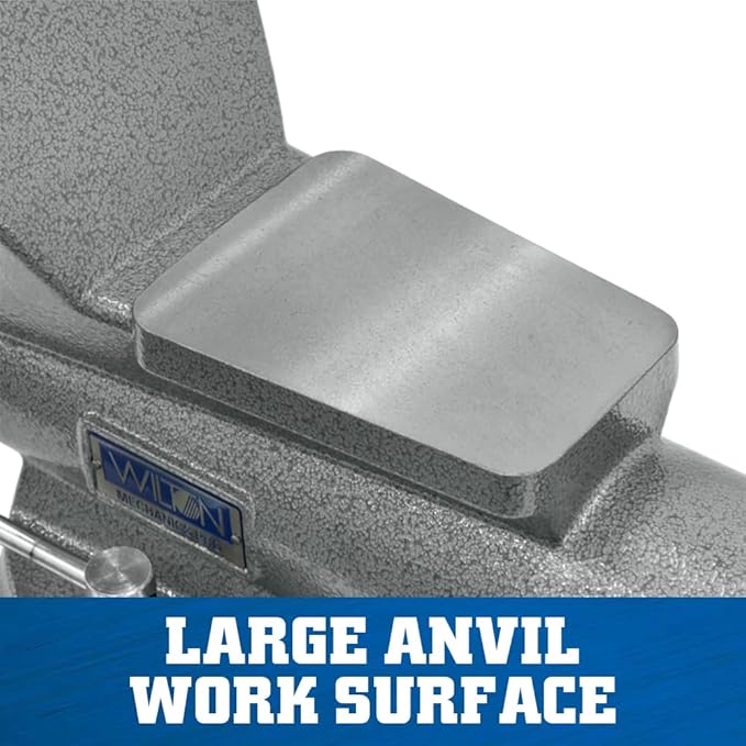 Wilton Mechanics Pro Bench Vise, 10" Jaw(Width-12", Opening-5-1/4") Throat (Model 8100M), gray