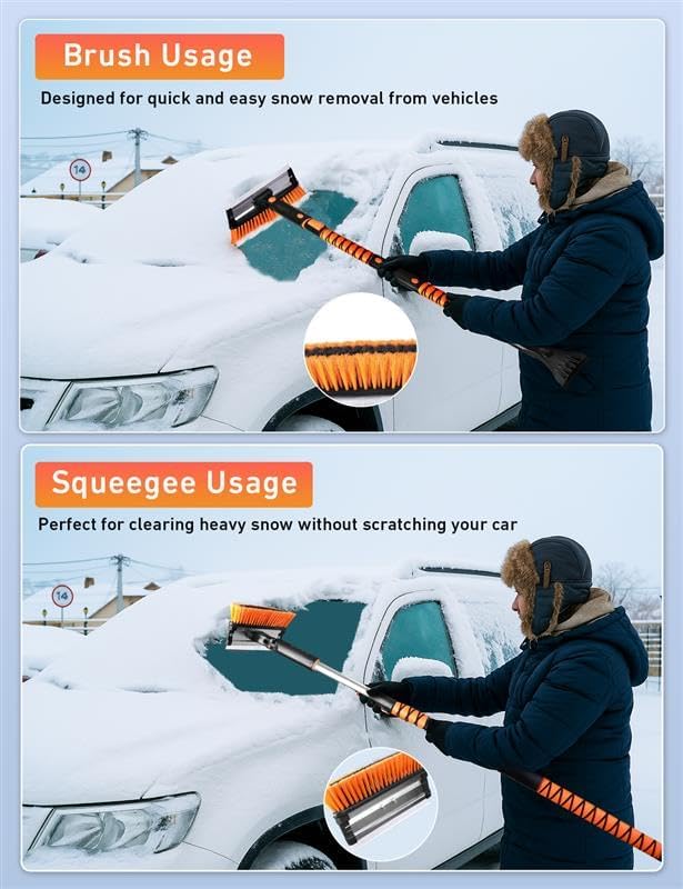 EcoNour 55" Telescopic Snow Brush and Ice Scraper for Car Windshield