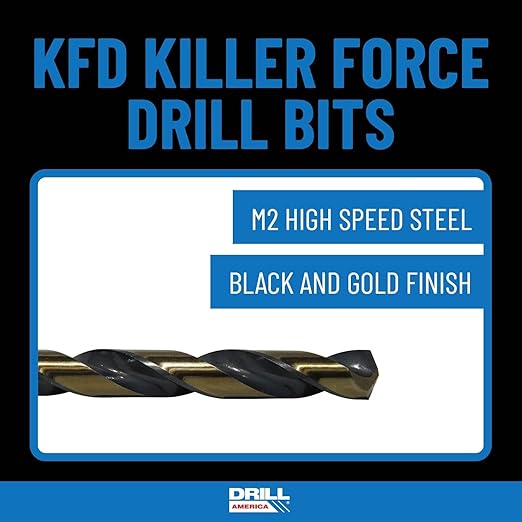 Drill America 25 Piece Metric Killer Force Drill Bit Set in Round Case, Jobber Length, Heavy Duty, High Speed Steel Bits for Metal, Wood, Plastic, Sizes 1mm to 13mm by 0.5mm, KFD Series ZMKFD4025-PC