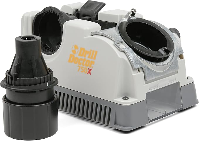 Drill Doctor DD750X Electric Drill Bit Sharpener, 3/32-3/4" High-Speed, Portable - Steel, Masonry, Carbide, Cobalt, Tin-Coated Bits, Adjustable Angles