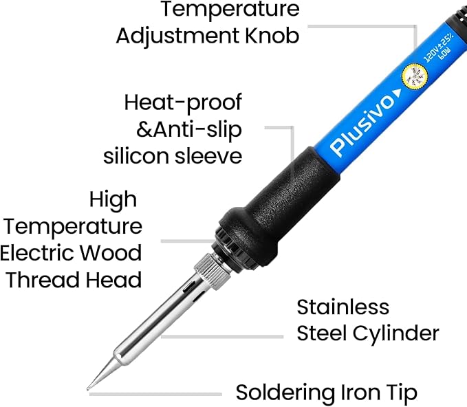 Soldering Iron Kit, 60W Soldering Iron Adjustable Temperature 30-in-1, 5 Solder Tips, Digital Multimeter, Solder Wire, Paste, Desoldering Pump, Tweezers for Electronics Hobby Enthusiast 120V US Plug