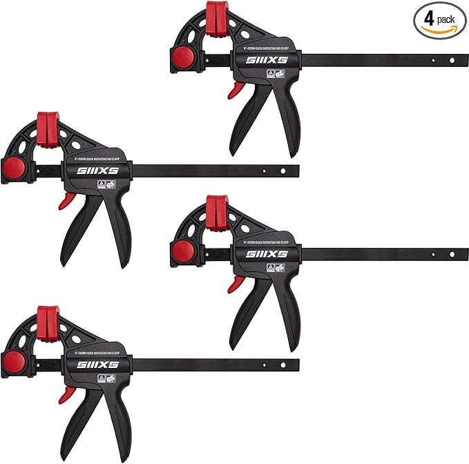 6" Bar Clamps for Woodworking, 4-Pack One-Handed Wood Clamps/Spreader, Quick-Release F Clamps Set, 177 lbs Load Limit with GS Certificate