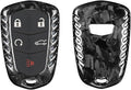 Forged Carbon Fiber Key Fob Cover for Cadillac ATS Coupe ATS-L ATS-V CT6 CTS CTS-V Escalade ESV SRX XT4 XT5 XT6 XTS Smart Car Remote Key Fob Case for Men Women - for Shield Logo Back - Black