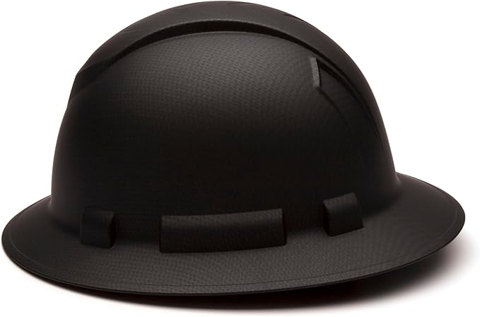 Pyramex Ridgeline Full Brim Hard Hat 4 Point Ratchet Matte Black Graphite Pattern