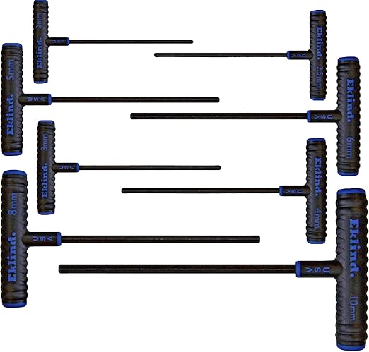 Eklind Tool 64908 Power-T Handle Hex Key allen wrench - 8pc set Metric MM sizes 2-10 (9In shaft)