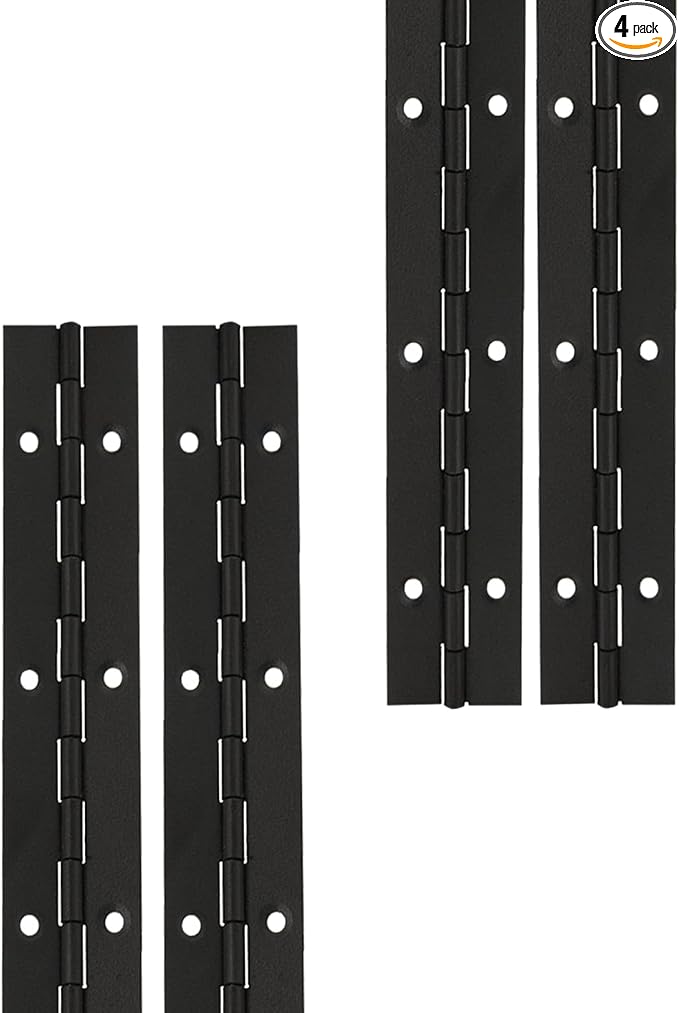 4Pcs 6 Inch Continuous & Piano Hinges, Black Stainless Steel 304 Continuous Folding Hinges for Doors, Cabinets, Window