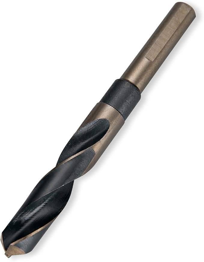 EFFICERE 8-Piece Premium 1/2” Reduced Shank Silver and Deming Large Drill Bit Set in Aluminum Carry Case, M2 High Speed Steel, 135-Degree Split Point | SAE Inch Size 9/16” - 1” by 1/16th Increment