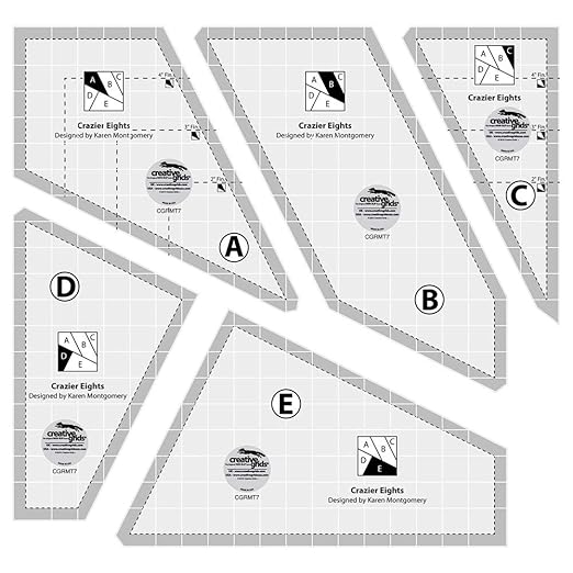 Creative Grids Crazier Eights Template and Quilt Ruler – CGRMT7 – Made in USA, 6in x 9in, Non-Slip Grip Acrylic Quilting, Sewing, Crafting, Patchwork Ruler & Template