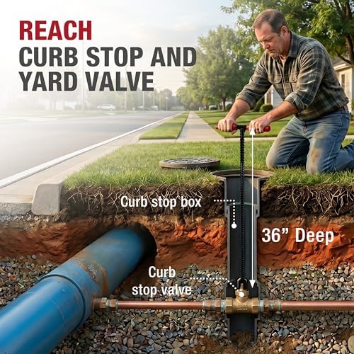 HOMESTEAD 36" Water Meter Key - Steel T Handle, Water Key Shut Off Tool with U-shaped head