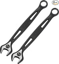 HARFINGTON 2pcs Combination Wrench 13mm Metric Extra Long 12-Point Box and Open End Carbon Steel Double Ended Industrial Grade Spanner for Automotive Furniture Machinery DIY Repair, Black