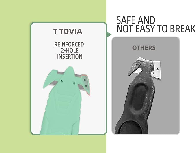 T TOVIA Safety Box Cutter Knife of Recessed Concealed Stainless Steel Blade, Package Opener Plastic Cutter for Box, Carton, Shrink Wrap, Plastic Straps, 10pcs Green