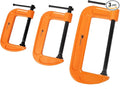 Forward C-Clamp 3 Piece Set 3in, 4in, 6in Heavy Duty Ductile Iron C Clamp Set Kit Jaw Opening Sliding T Bar Handle for DIY Carpentry Caliper Woodworking Welding Building(Orange)