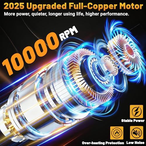 20V Cordless Buffer Polisher with 2 x 4000mAh Battery&Quick Charger - 10000RPM High Power | 6-Speed Adjust Dual Action | 6-Inch Powerful Car Buffer Polisher Buffing Kit for Car Detailing and Polishing
