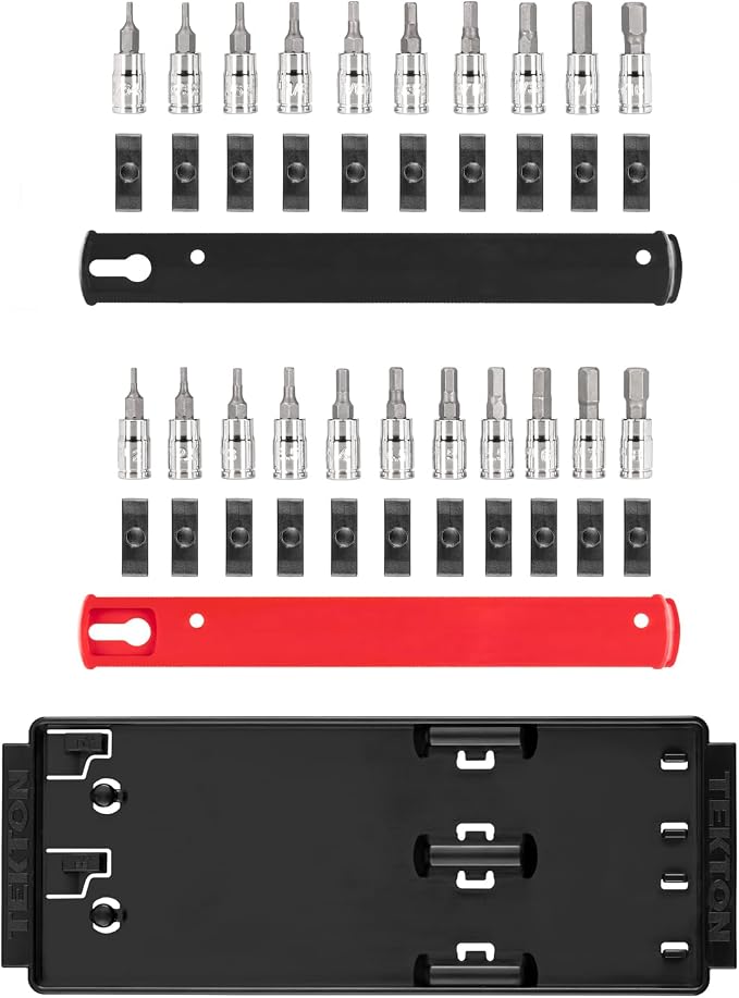 TEKTON Hex Bit Socket Set, 21-Piece | SHB90203 | 1/4 Inch Drive, (5/64 - 5/16 in., 2 - 8 mm), Socket Rail