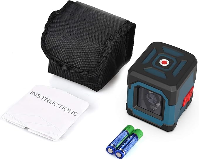 Laser Level, RockSeed Cross Line Laser with Self-Leveling, Vertical and Horizontal Line, Rotatable 360 Degree, Carrying Pouch, Battery Included (Red Laser, 2-Line)