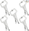 5 Pack 11 Inch C Clamp Locking Pliers,Locking C Clamp, Adjustable Nickel Plated C Pliers For Wood Working, Welding, Electrician Maintenance and more, by GENHAKON