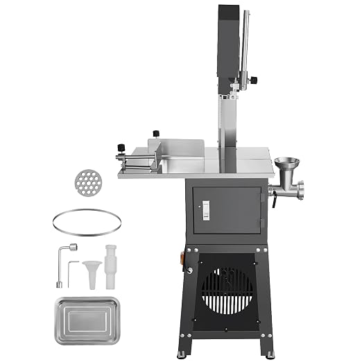 VEVOR Commercial Electric Meat Bandsaw, 550W Stainless Steel Vertical Bone Sawing Machine, 19.1"x15" Workbench, 7.09 Inch Cutting Thickness, Frozen Meat Cutter with Blade for Rib Pork Beef
